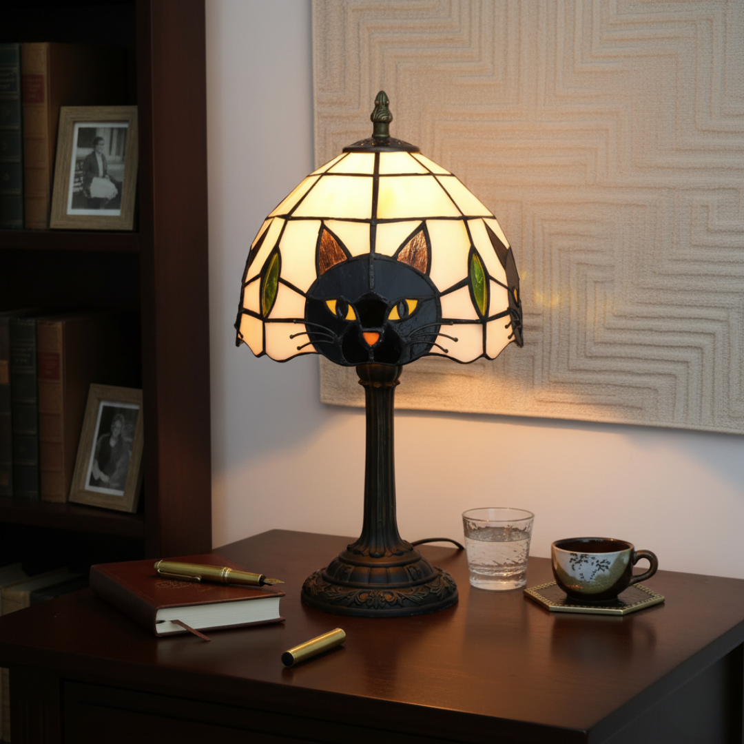Table Lamp: Elegant Retro Black Cat in Baroque Style